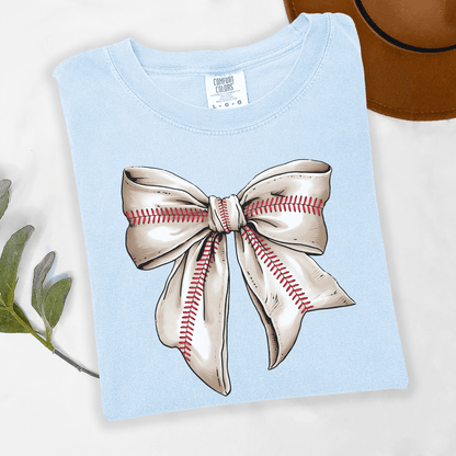 Baseball Bow Graphic Tee | Comfort Colors Baseball Shirt | Baseball Mom Shirt | Coquette Sports Tee | Game Day Outfit | Soft Washed T-Shirt