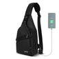 AMJ Crossbody Sling Bag Men Women, Casual Shoulder Backpack, Chest Daypack Satchel for Hiking Travel (Black Leath, Large)