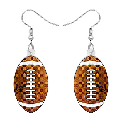 BONSNY Novelty Floral Acrylic Dangle Physical Culture Sports Rugby Earrings for Women Jewelry Gifts Funny Sensitive Ears Hypoallergenic Charms (Rugby)