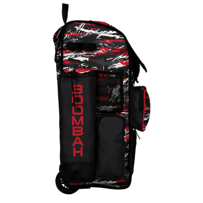 Boombah Rolling Superpack Baseball/Softball Gear Bag - Telescopic Handle - Holds 4 Bats - Wheeled Version - Razor Black/Red/White