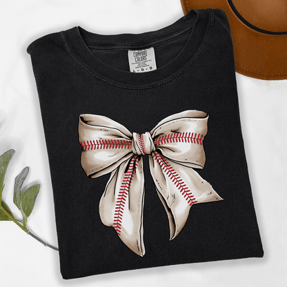 Baseball Bow Graphic Tee | Comfort Colors Baseball Shirt | Baseball Mom Shirt | Coquette Sports Tee | Game Day Outfit | Soft Washed T-Shirt