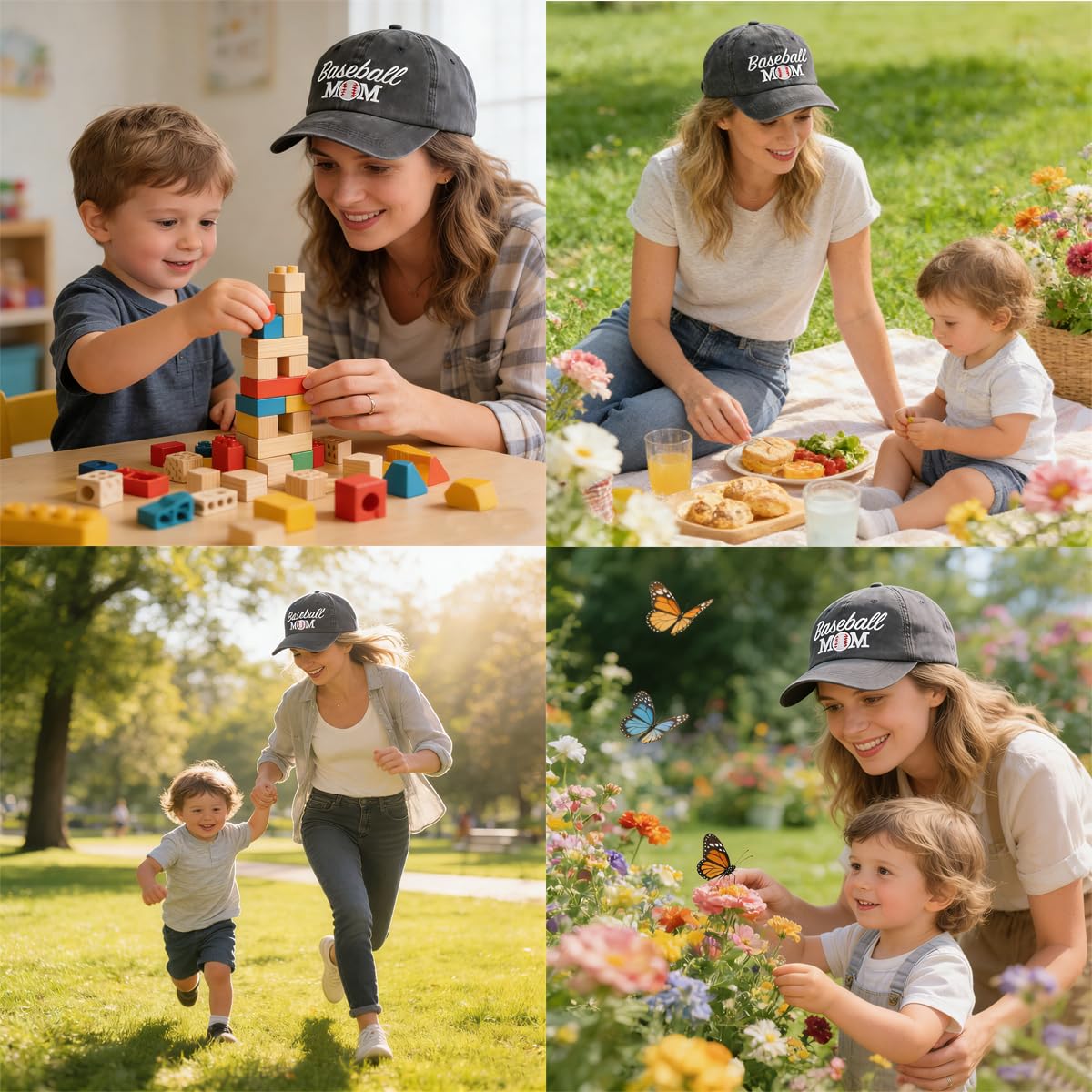 Splash Brothers Customized Baseball Mom Hat for Women Mama, Funny Adjustable Washed Cotton Embroidered Baseball Cap, Sport Gifts for Mom Grandma Friends Fans