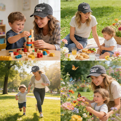 Splash Brothers Customized Baseball Mom Hat for Women Mama, Funny Adjustable Washed Cotton Embroidered Baseball Cap, Sport Gifts for Mom Grandma Friends Fans