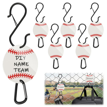 Ztzfacai 6 Pcs Baseball Bag Fence Hooks,Writable Acrylic Board Sports Fence Hooks,Metal Backpack Fence Clips for Helmets,Water Bottle,Bag,Baseball Gifts for Team (White)