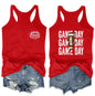 Women's Casual Summer Football Tops Cute Game Day Graphic Tank Top for Teen Girl(Red 1-XL)