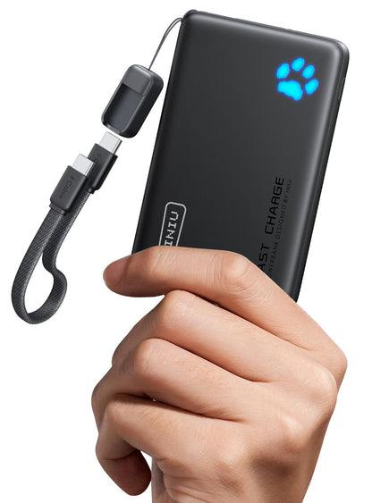 INIU 45W Fast Charging Portable Charger, 40% Smaller 10000mAh with Detachable Cable, Flight-Safe Travel Power Bank, USB C External Phone Battery Pack for iPhone 17 16 Pro iPad Samsung S26 Google etc