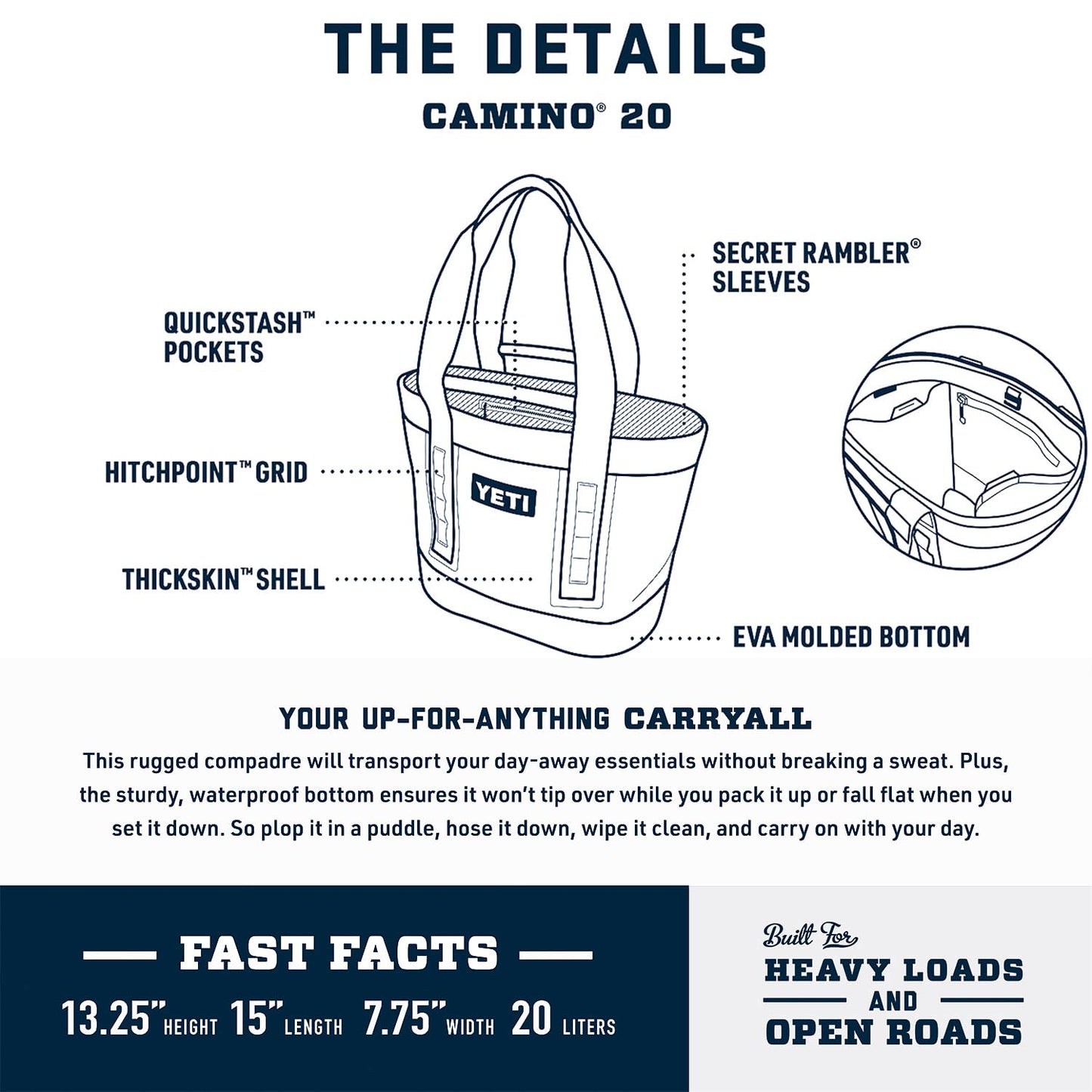 YETI Camino 20 Carryall with Internal Dividers, All-Purpose Utility Bag, Rescue Red
