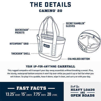 YETI Camino 20 Carryall with Internal Dividers, All-Purpose Utility Bag, Rescue Red
