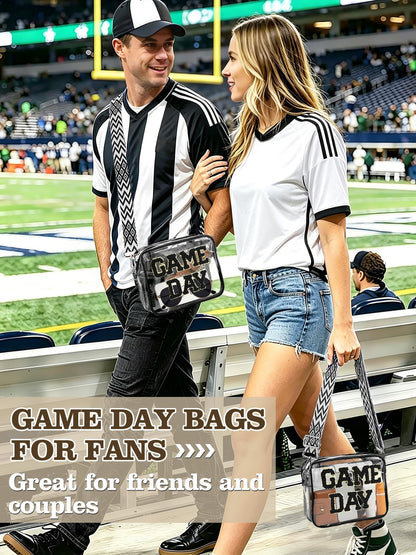 Game Day Clear Bag Stadium Approved - 9" x 7" x 2.5" Small Crossbody Purse for Football Fans, with Adjustable Strap & Zipper, for Women Men Sports Festivals, Black
