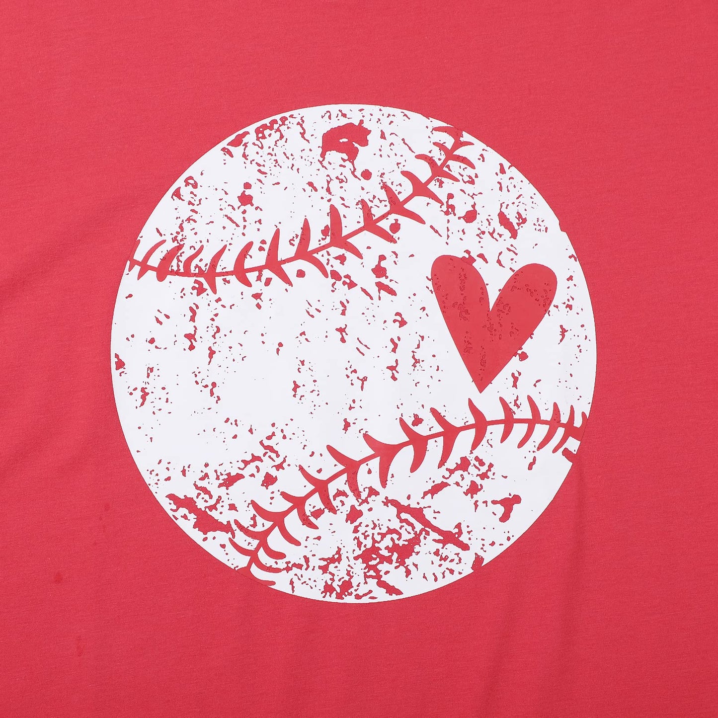 Baseball Shirt Women Baseball Heart Tee Shirts Baseball Mom Tshirt Game Day Casual Crew Neck Short Sleeve Tops Red