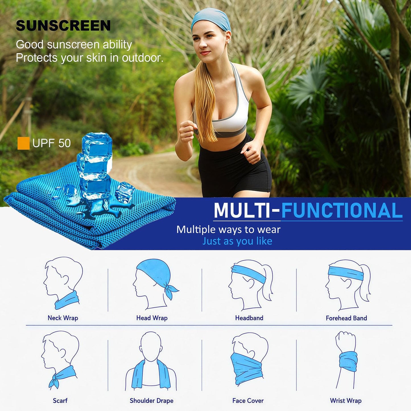 YQXCC Cooling Towels | 4 Pack 47"x12" | Ice Cool for Neck | Microfiber Soft Breathable Chilly | for Yoga, Sports, Golf, Gym, Camping, Running, Fitness, Workout & More Activities