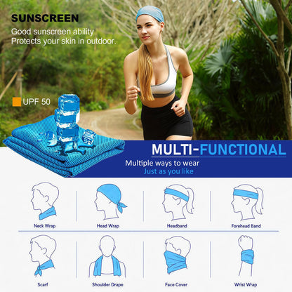 YQXCC Cooling Towels | 4 Pack 47"x12" | Ice Cool for Neck | Microfiber Soft Breathable Chilly | for Yoga, Sports, Golf, Gym, Camping, Running, Fitness, Workout & More Activities