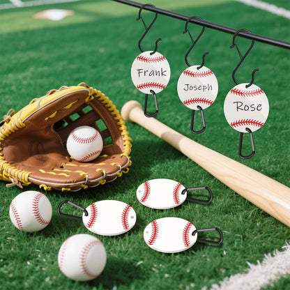 Ztzfacai 6 Pcs Baseball Bag Fence Hooks,Writable Acrylic Board Sports Fence Hooks,Metal Backpack Fence Clips for Helmets,Water Bottle,Bag,Baseball Gifts for Team (White)