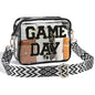 Game Day Clear Bag Stadium Approved - 9" x 7" x 2.5" Small Crossbody Purse for Football Fans, with Adjustable Strap & Zipper, for Women Men Sports Festivals, Black