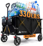 Hikenture Collapsible Wagon 330LBS Capacity, 200L Extra Large Wagons Carts Foldable, Heavy Duty Folding Wagons with All-Terrain Wheels, Utility Beach Cart for Outdoor Garden, Black
