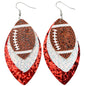 Colorful Layered Football Leather Dangle Earrings Glitter Football Sports Lover Teardrop Earrings for Women Jewelry (G)