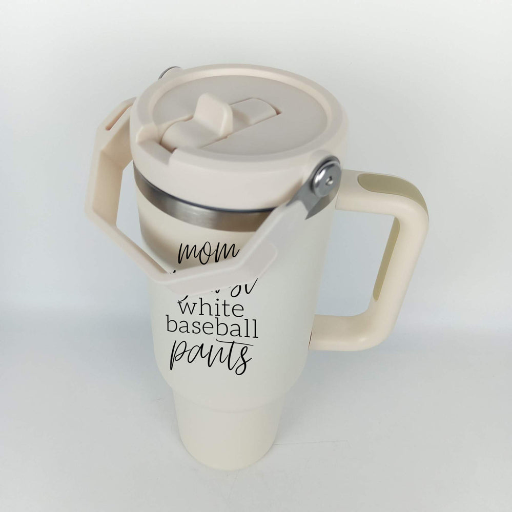 Mom Baseball Tumbler - Funny 'No White Baseball Pants' Insulated Sports Cup