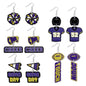 Yussti 5 Pairs of Football Earrings for Women Cheer Game Day Acrylic Touchdown Drop Purple Earrings Football Team Dangle Earrings Jewelry Gifts for Fans Sports Lover Cheerleaders