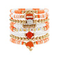 GOOTII Game Day Bracelets for Women Football Bracelets Orange Heishi Clay Beaded Stretch Bracelets Stackable Sports Football Charm Bracelet Bangles Football Accessories Outfits Jewelry Gifts