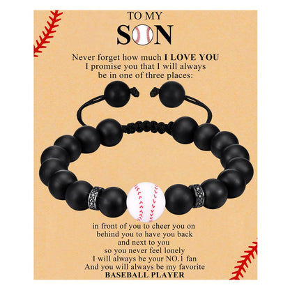 Hisatan Soccer Football Basketball Baseball Bracelet Gifts for Boys Son Silicone Bead Adjustable Sports Lover Teens Players Team Accessories Jewelry Stuff Gift for 6-16 Years Old Boys Girls