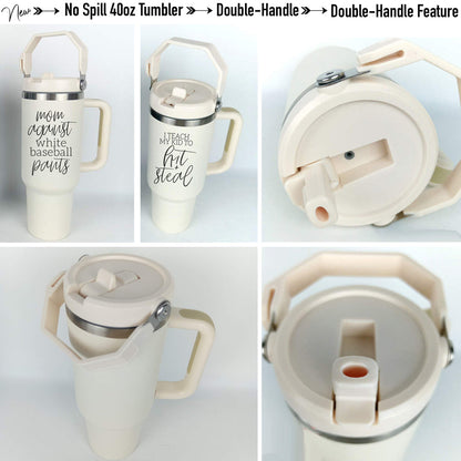 Mom Baseball Tumbler - Funny 'No White Baseball Pants' Insulated Sports Cup